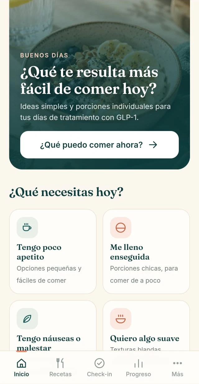 Captura real de Para Uno: ¿Qué te resulta más fácil de comer hoy?