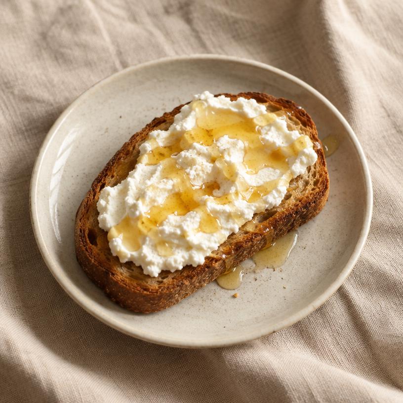 Fotografía ilustrativa de una tostada con ricota
